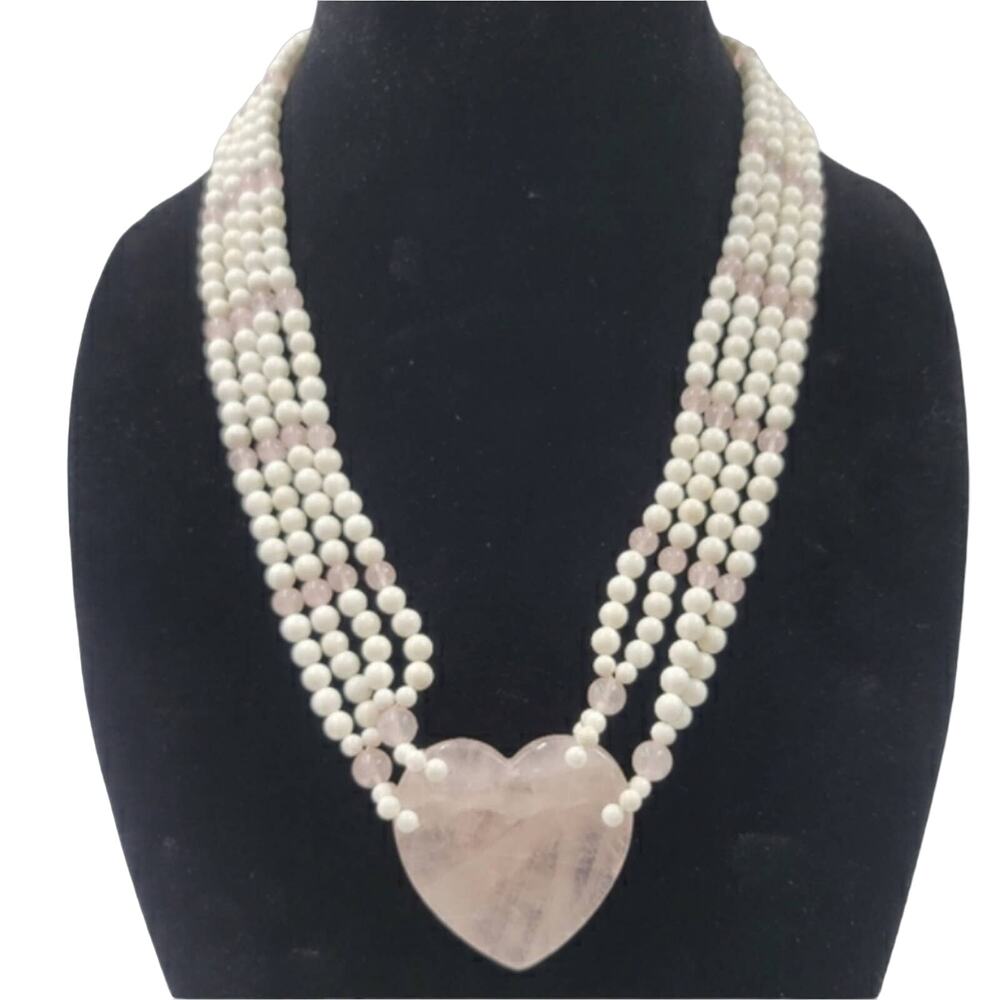 Vintage Stone Necklace Heart